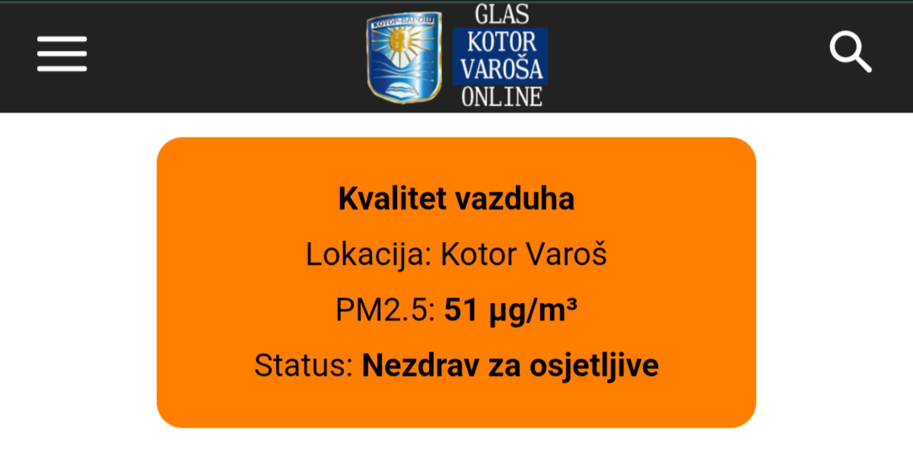 Kotor Varoš izvještava uživo o kvalitetu vazduha
